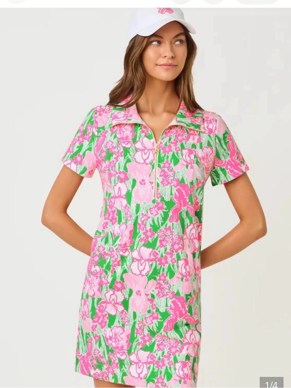 Lilly Pulitzer Pink & Green Floral Zip-Front Dress